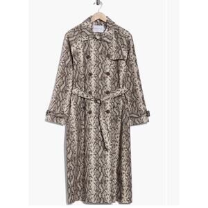 REBECCA MINKOFF Women’s Animal Trench Coat Belted Long Size XL Snake Skin NWT!